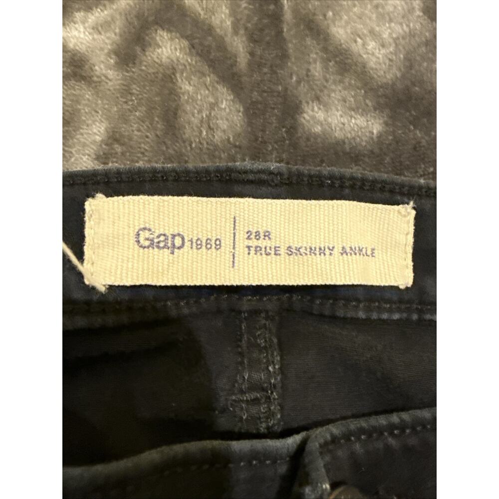 GAP 1969 Women's True Skinny Ankle Jeans Stretch Distressed Hems Black Size 28R - Picture 8 of 16